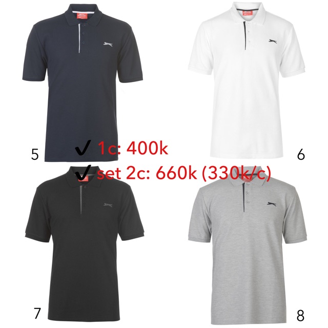 [Mua 2 giá 330k] Áo nam Slazenger Plain Polo (màu 5-8)