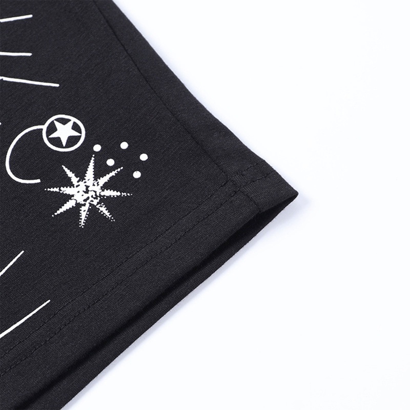 Áo Crop Top Không Tay Cổ Tròn In Họa Tiết Bầu Trời Phong Cách Harajuku Gothic Punk Cho Nữ