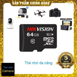 ☋¤◙Thẻ nhớ 64GB Hikvision Class 10 Micro SD 92Mb/s – Chính hãng bảo hành 5 năm