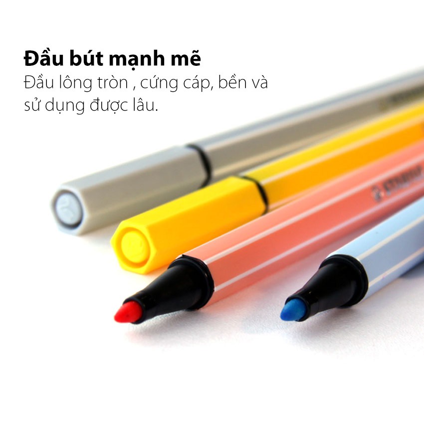 Bộ 17 cây bút lông STABILO Pen 68 1.0mm màu Pastel (PN68/PASTEL/C17)