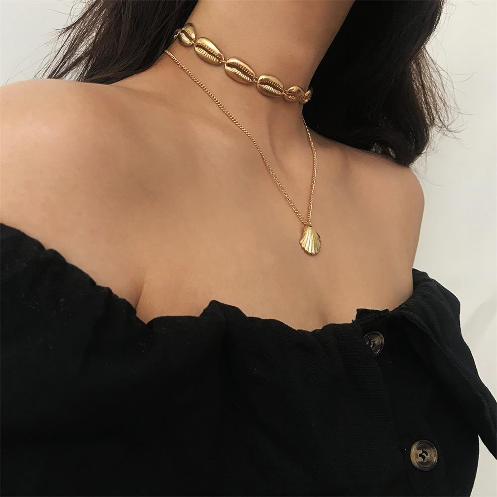 ROWANS Vòng cổ Nhiều Lớp Đính Vỏ Sò Thời Trang Mùa Hè