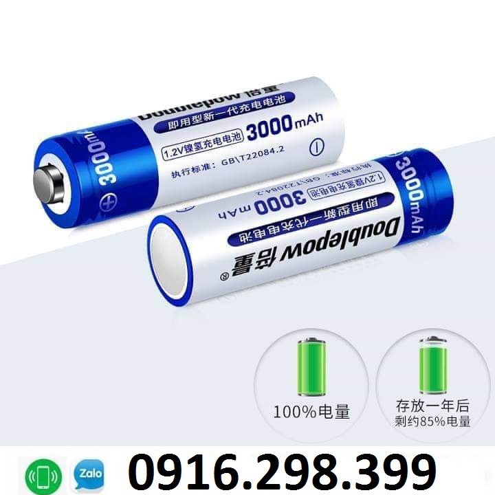 bộ 2 Pin tiểu sạc dung lượng cao Doublepow AA 3000mAh