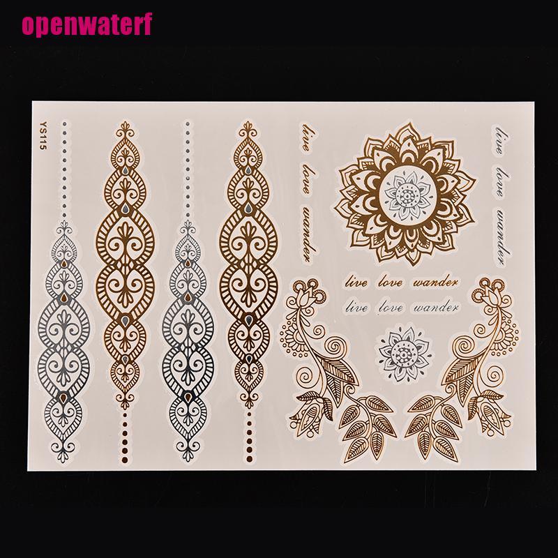 【openf】Gold Silver Metallic Flash Temporary Tattoos Stickers Temporary Body Art Tattoo