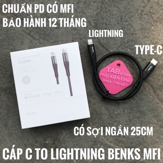 Cáp sạc nhanh usb-c to ligtning benks - chuẩn pd có mfi