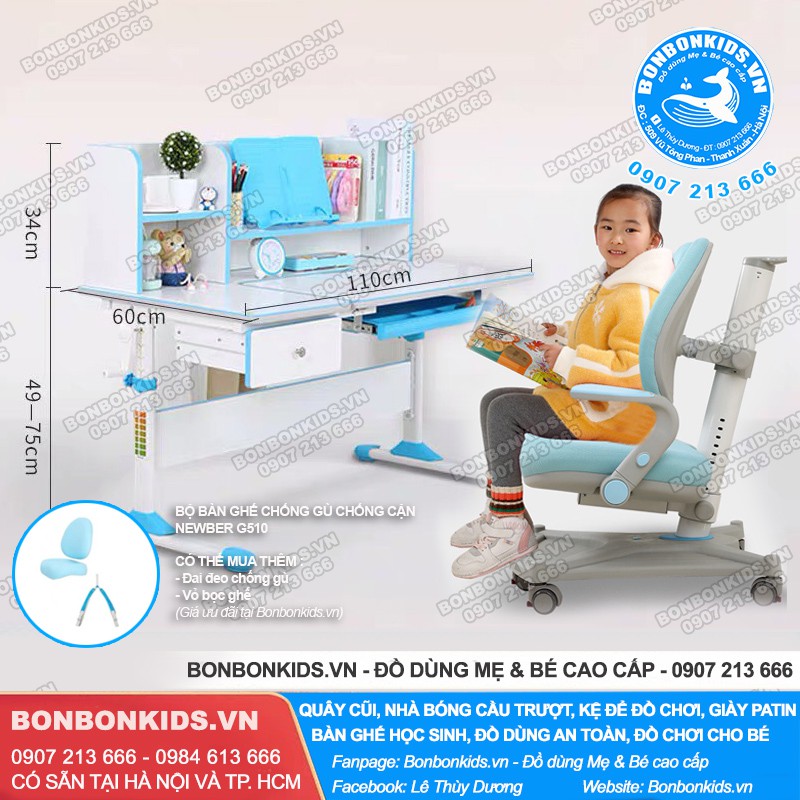 Ghế Học Sinh Chống Gù Cận Newber G510 ( Full tay vịn gập, ghế 2 lưng cao cấp) | BigBuy360 - bigbuy360.vn