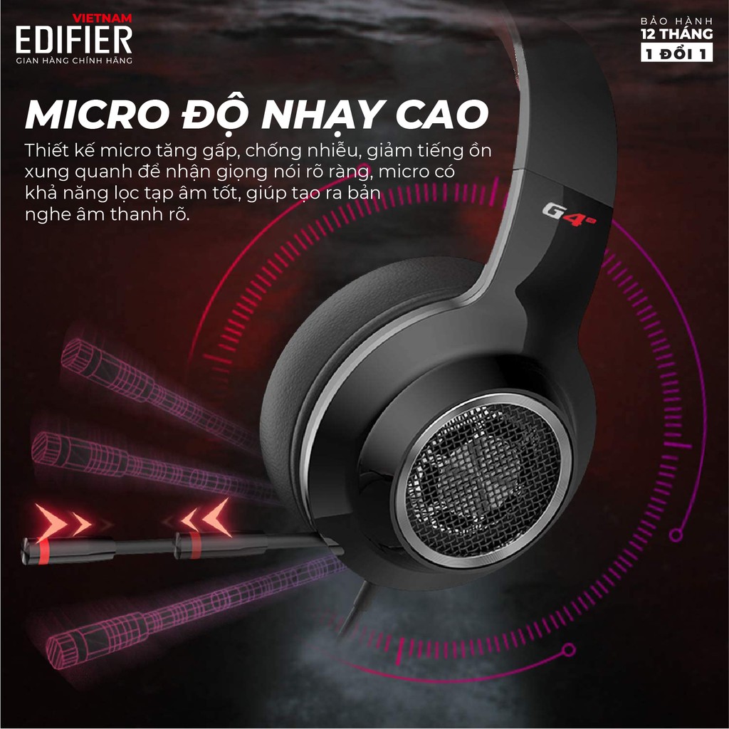 Tai nghe gaming âm thanh 7.1 EDIFIER G4 SE Kèm Mic đàm thoại Chống ồn - Hàng chính hãng Bảo hành 12 tháng 1 đổi 1