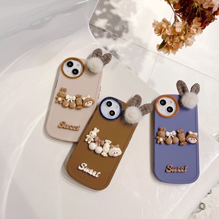 Ốp Điện Thoại Thiết Kế Lỗ Tròn Hình Gấu / Thỏ 3D DIY Cho iPhone 11 Pro Max 12 Pro Max 13 Pro Max 14 Pro Max 14 Plus XR Xs Max