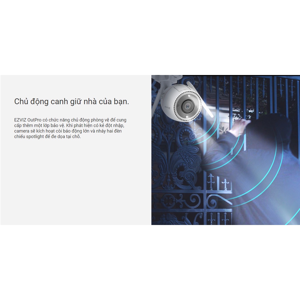 Camera wifi ezviz c3tn out pro 3M 2k Quad HD ban đêm có màu báo động còi hú ghi âm