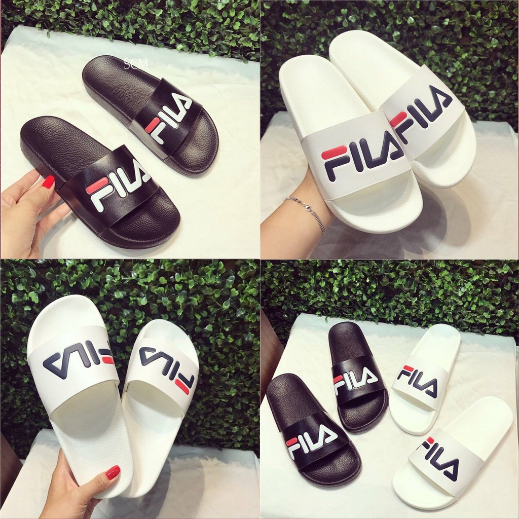 SALE-Dép couple chữ Fi.LA ( hàng quai da, full box)