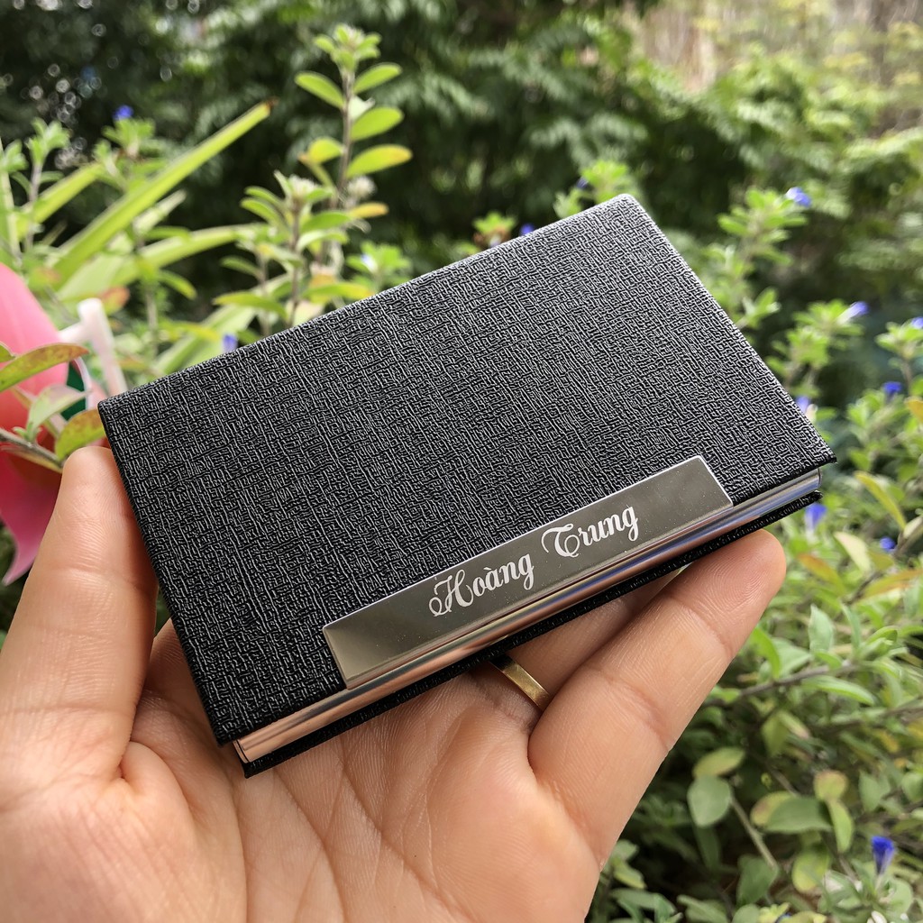 Hộp đựng name card, card visit bỏ túi cao cấp được làm bằng da simili và inox304