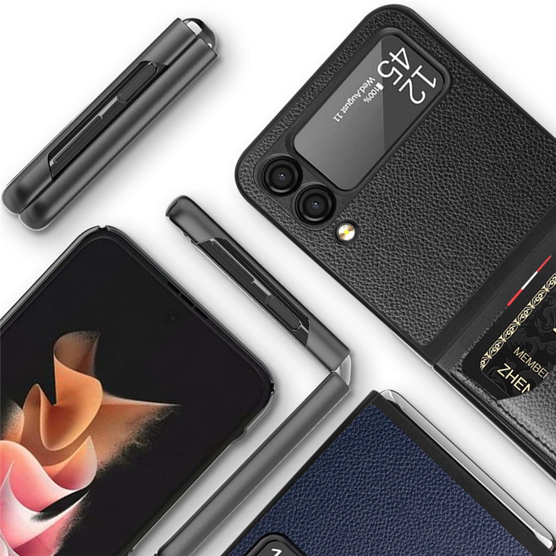Ốp Lưng Bọc Da Có Ngăn Đựng Thẻ Cho Điện Thoại Samsung Galaxy Z Flip 3 4 5G