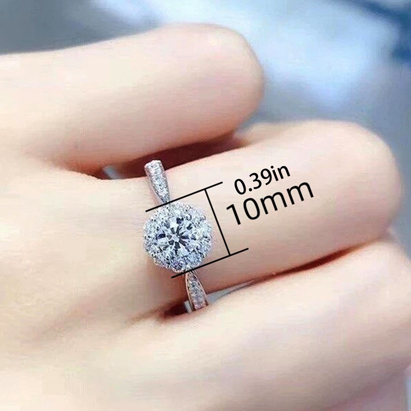 Nhẫn Cưới Mạ Bạc Đính Đá CZ Hình Hoa Sang Trọng Cho Nữ