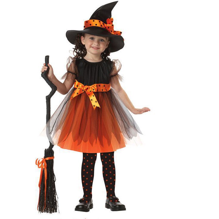 Trang phục hóa trang cô phù thủy nhỏ Halloween cực đáng yêu cho bé gái