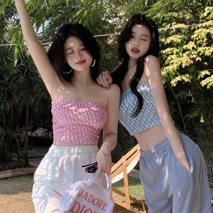 Áo croptop QKOOLE không dây kiểu dáng quyến rũ phong cách Hàn Quốc cho nữ