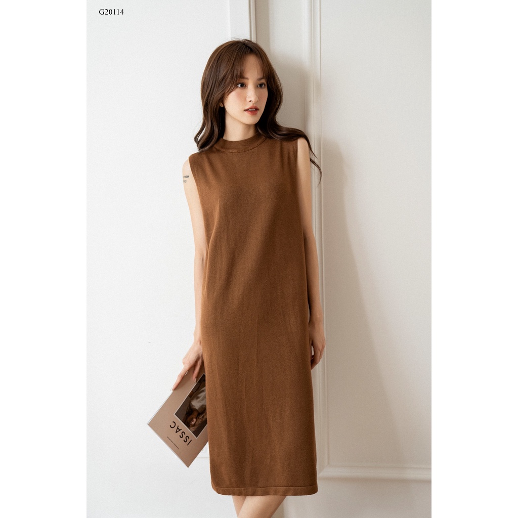 Váy len cổ tròn gân xẻ gấu TIIN STORE G21110