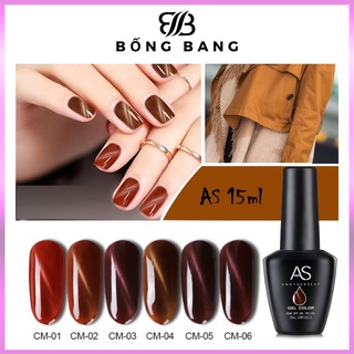 Sơn mắt mèo sơn gel AS sơn móng tay gel tone nâu, màu hổ phách BỐNG BANG mã CM 15ml