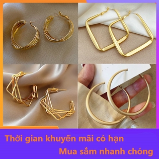 Bông tai hình tròn lớn thời trang Âu Mỹ