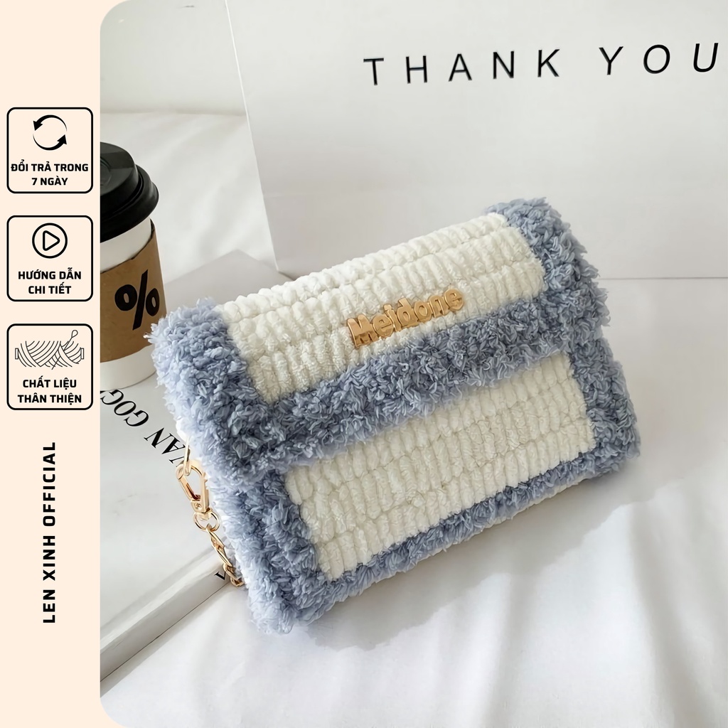 [Có video hướng dẫn] Túi handmade tự đan, túi len đeo chéo Meidone thời trang Hàn Quốc - Bộ phụ kiện đầy đủ LX106