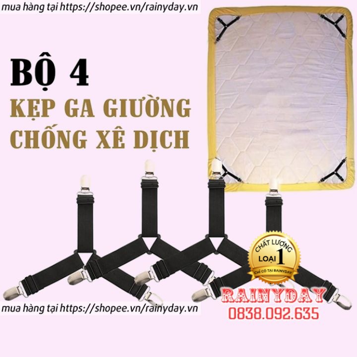 Dây kẹp ga giường cố định drap trải nệm giữ chống xê dịch tụt góc - Bộ 4