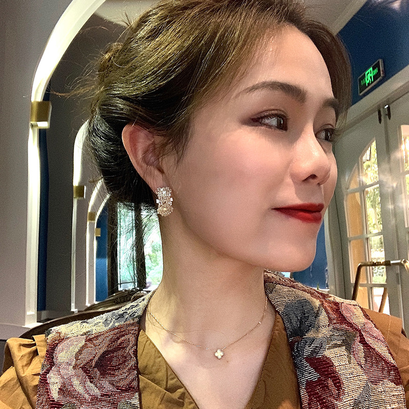Hoa tai bạc 925 hình bông hoa làm thủ công phong cách sang trọng cho nữ
