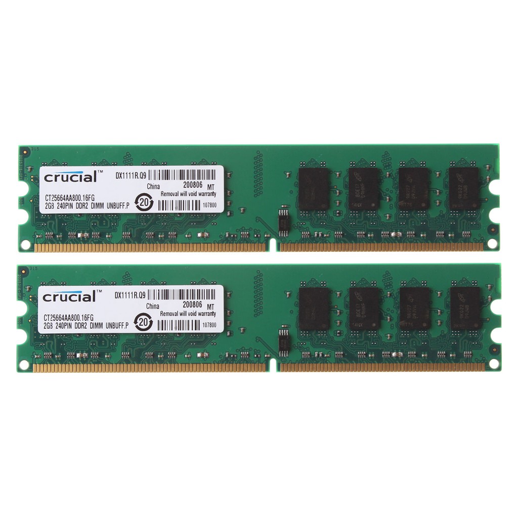 RAM máy tính PC Crucial 4GB 2x2GB PC2-6400 DDR2 800Mhz DIMM