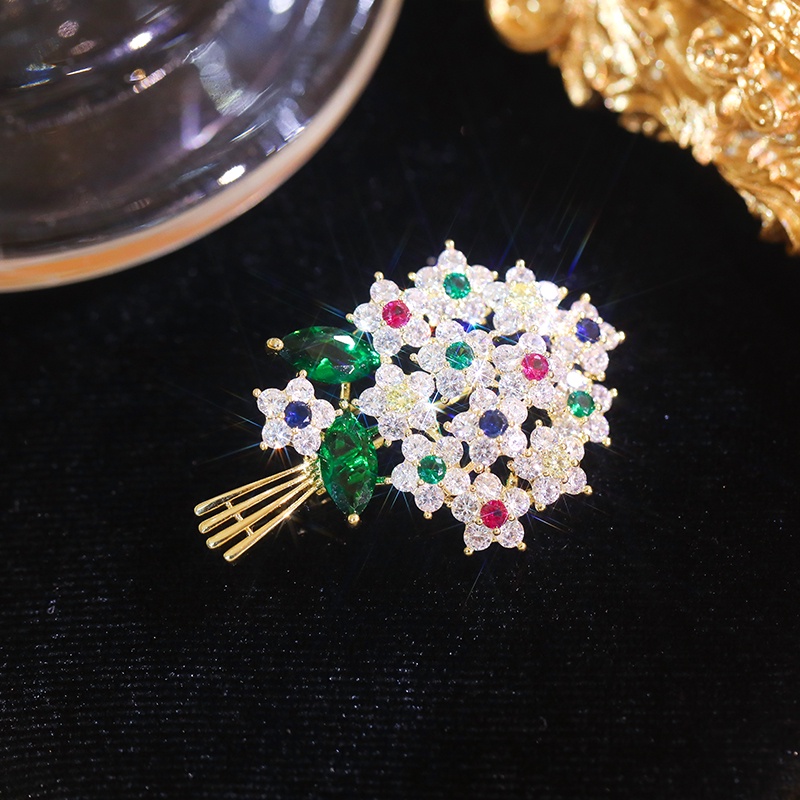 [Jiudolan] Trâm Cài Áo Hình Hoa Pha Lê Nhiều Màu Hàn Quốc Cho Nữ Corsage