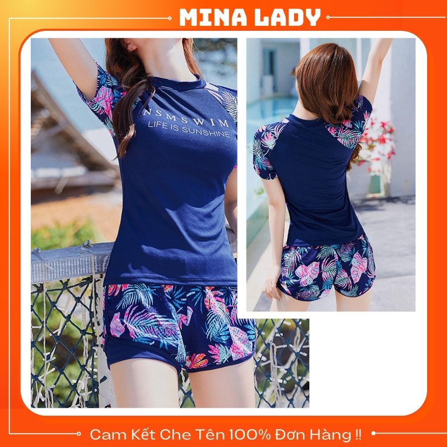Bộ Đồ Bơi Nữ Gồm Áo Bơi Kín Đáo Và Quần Bơi Nữ Màu Hoa Đẹp Mắt Trẻ Trung Cuốn Hút Giá Rẻ -Hàng Quảng Châu Loại 1