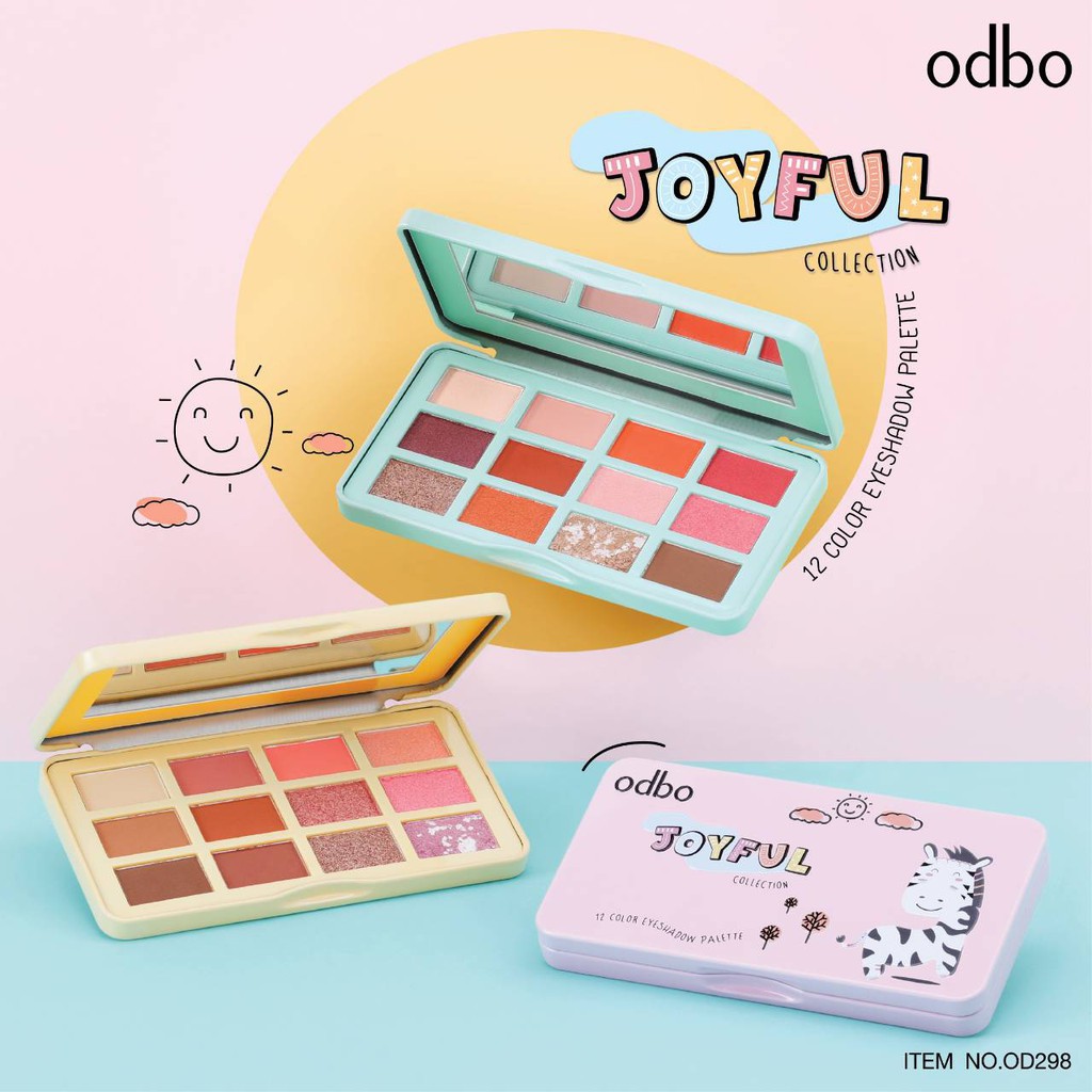 Bảng Mắt Odbo JoyFul Có Nhũ Tông Cam Hồng Đất OD298 No.02 - Bảng Phấn Mắt Odbo Có Nhũ Tông Cam Hồng Đất Thái Lan