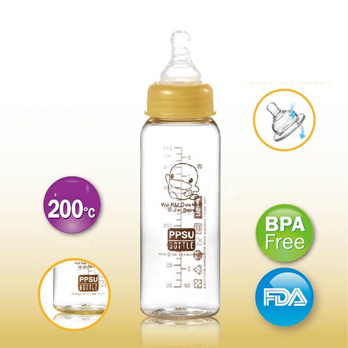 Bình sữa PPSU cổ thường 240ml ku.ku duckbill Ku5832