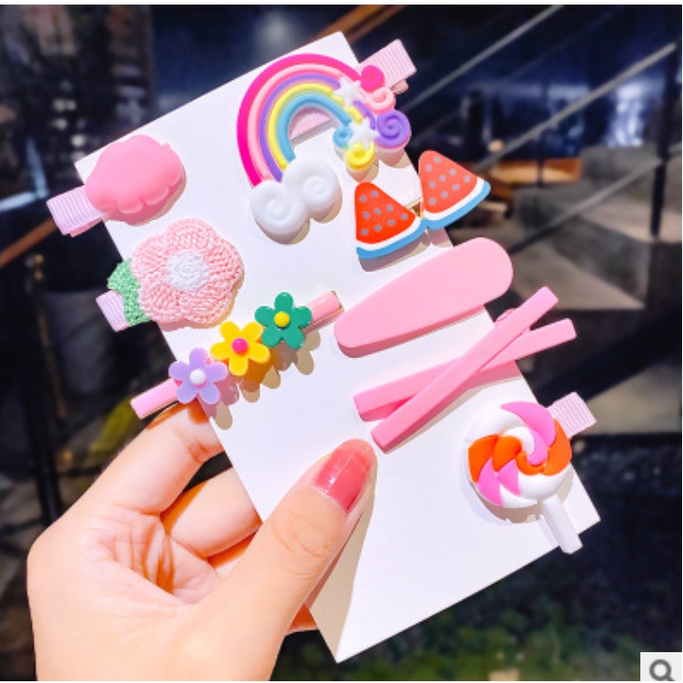 Kẹp tóc mái bé gái nhiều kiểu siêu dễ thương, combo gồm 8 chiếc nhiều kiểu, hàng chất lượng