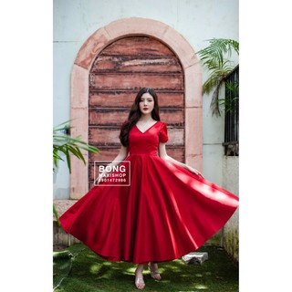 BỐNG MAXI SHOP - DC346 - Váy cưới Phi Nhật Trắng Hoa Lưng