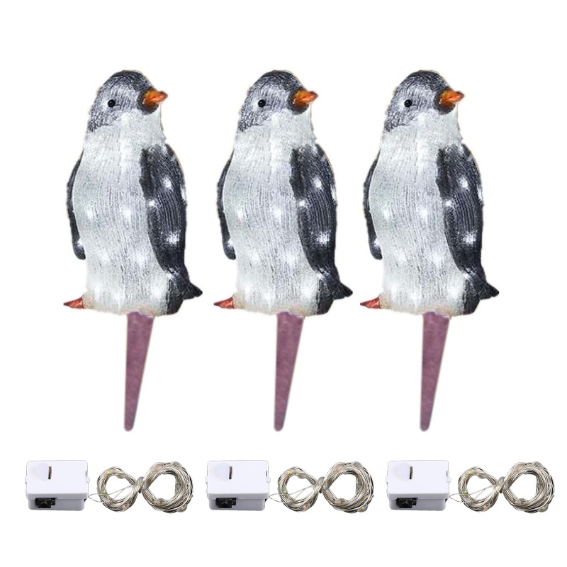 Bộ 3 Đèn LED Mini Hình Chim Cánh Cụt Trang Trí Giáng Sinh