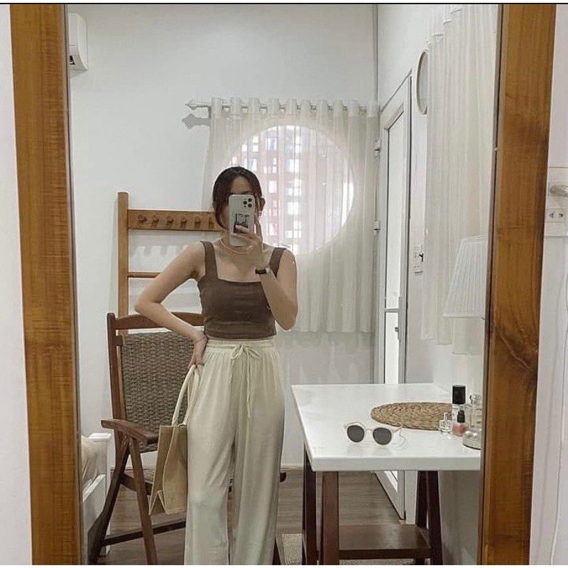 Áo 2 dây bản to có mút ngực dáng croptop- áo dây có đệm ngực chất zip co dãn cao cấp LACO03