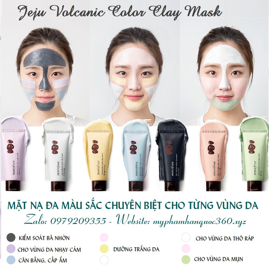 Mặt Nạ Đất Sét Cho Từng Vùng Da Innisfree Volcanic Color Clay Mask Green – ( Cica ) 70ml