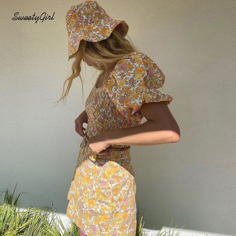 Set Áo Tay Phồng + Chân Váy Lưng Thun 2022 Thời Trang Cho Nữ