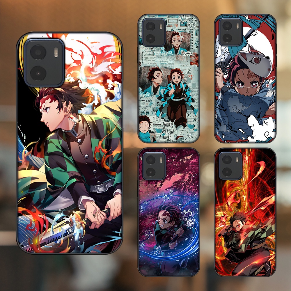 Ốp lưng Vivo Y15s, Y15a viền đen in hình Tanjiro Kimetsu No Yaiba