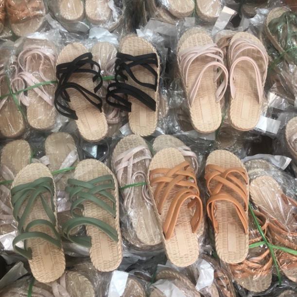 Sandal đế gấu (kèm ảnh thật ) - Dép cói đan dây đi biển siêu nhẹ