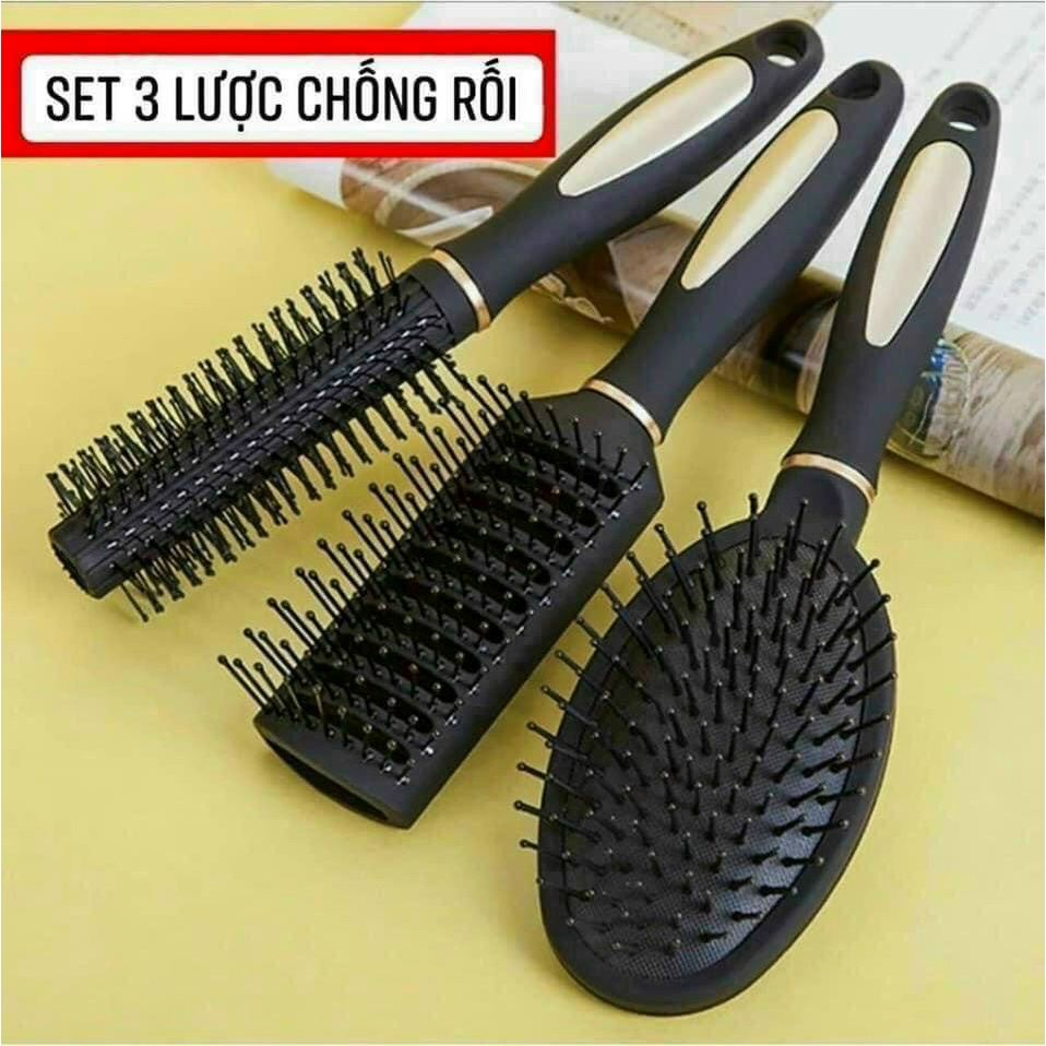 (Bộ 3 chiếc) Lược 3 Chi Tiết: Tạo Kiểu, Gỡ Rối, Chải Khô (ảnh thật)