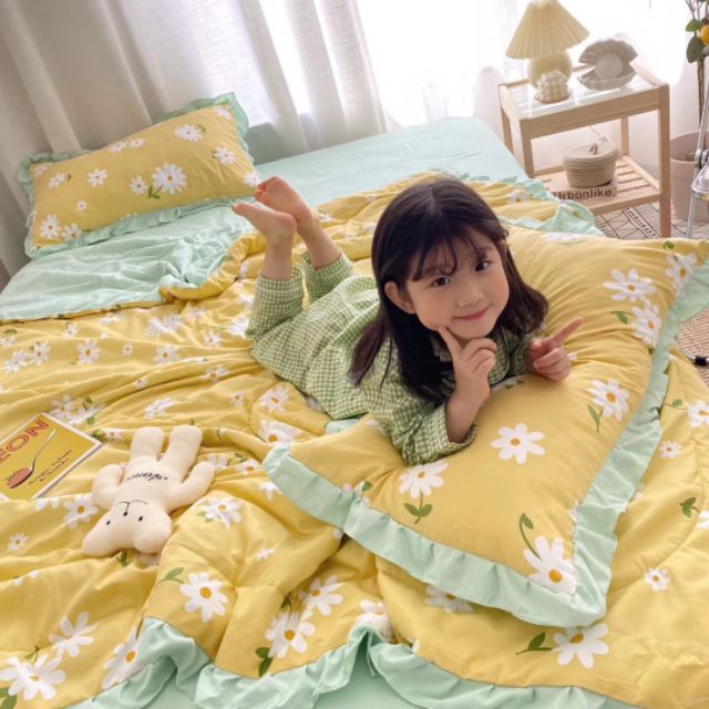 Set cotton đũi bèo (4món) hoa vàng
