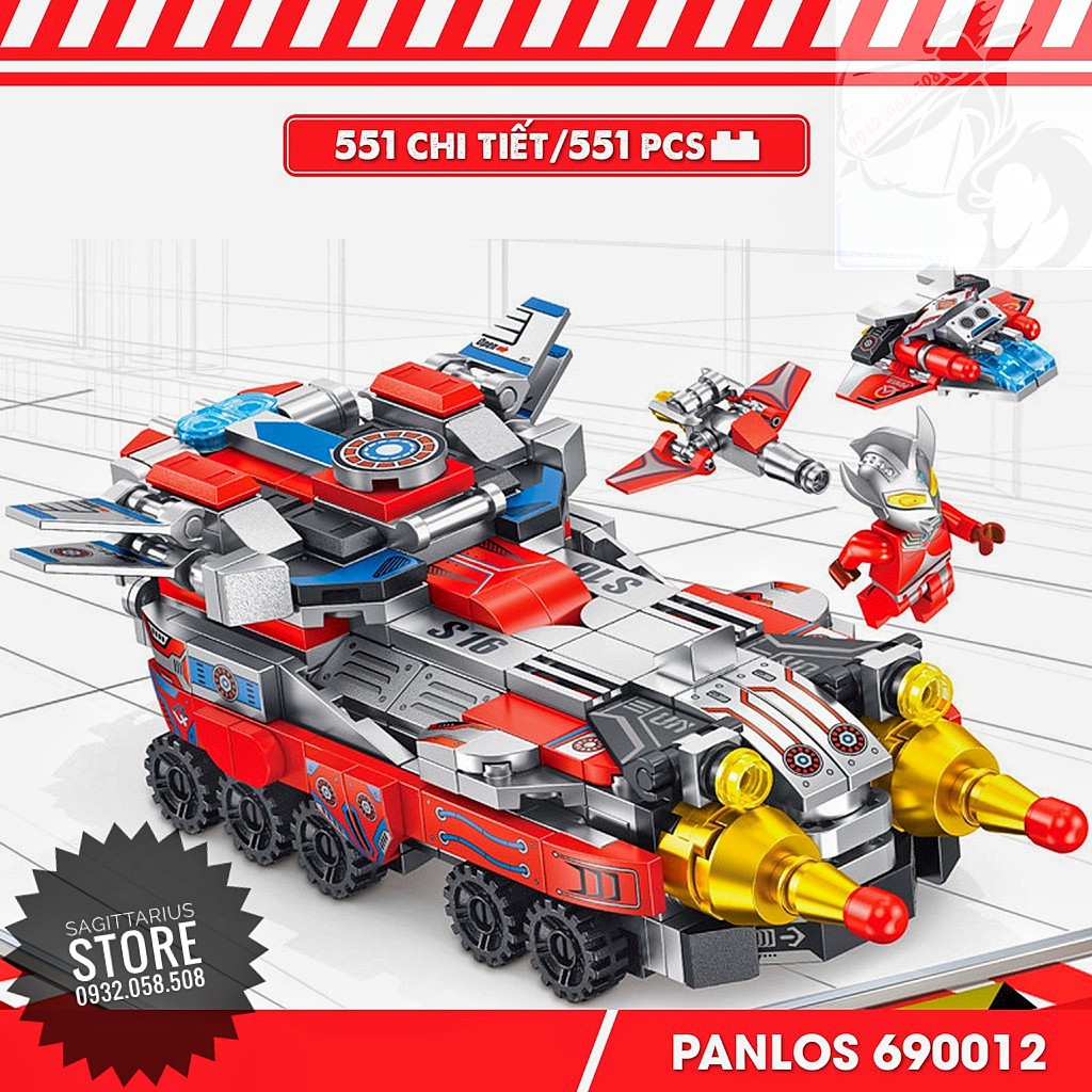 ( Có Sẵn )Lego Panlos 690012 Lắp Ráp Chiến Xa Ultraman 12 in 1 - Siêu Nhân Điện Quang ( 551 Mảnh )..