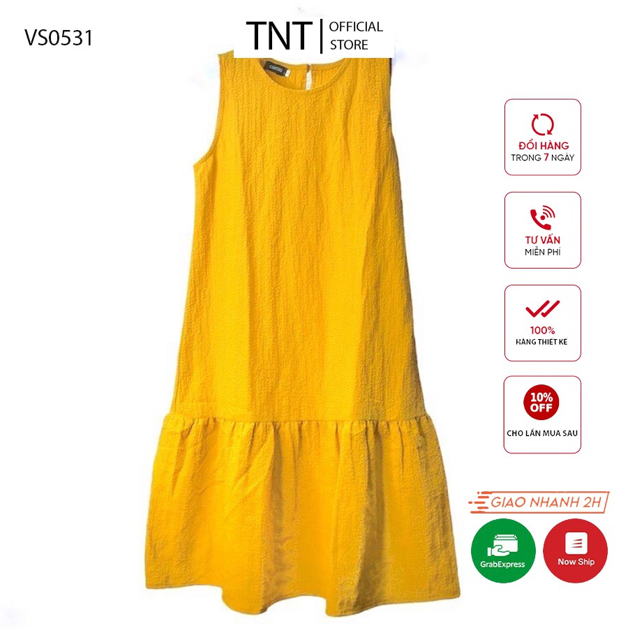 Đầm nữ đẹp dáng suông trắng cổ tròn TNT – Váy suông đuôi cá kiểu babydoll trắng chất xốp thoáng nhẹ