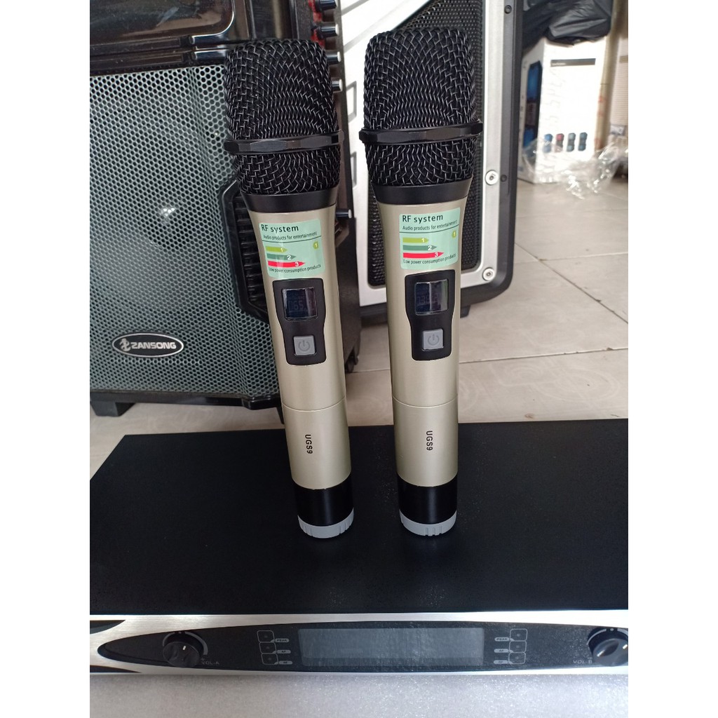 [TẶNG 2 MICRO] Micro SHURE- UGS9 chống hú tốt, sóng UHF thu phát 4 râu bắt sóng xa 100M, hát karaoke cực đỉnh - giá rẻ