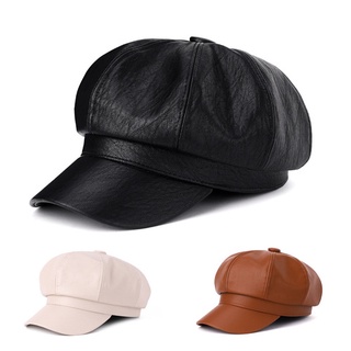Mũ nồi nữ có vành, nón beret da phong cách hàn Quốc