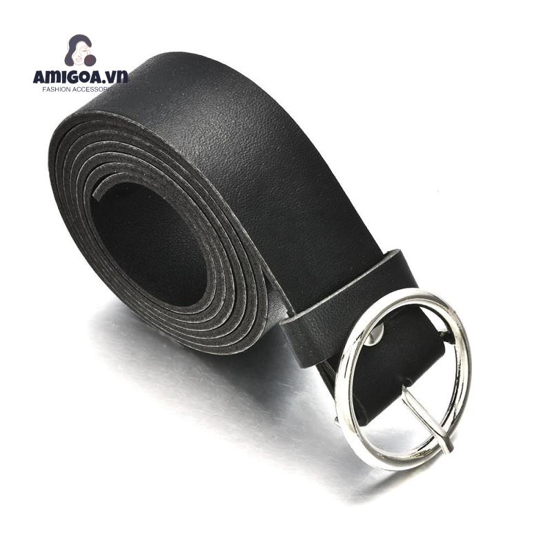 Thắt Lưng Khóa Tròn Bằng Kim Loại Đơn Giản Cho Nữ