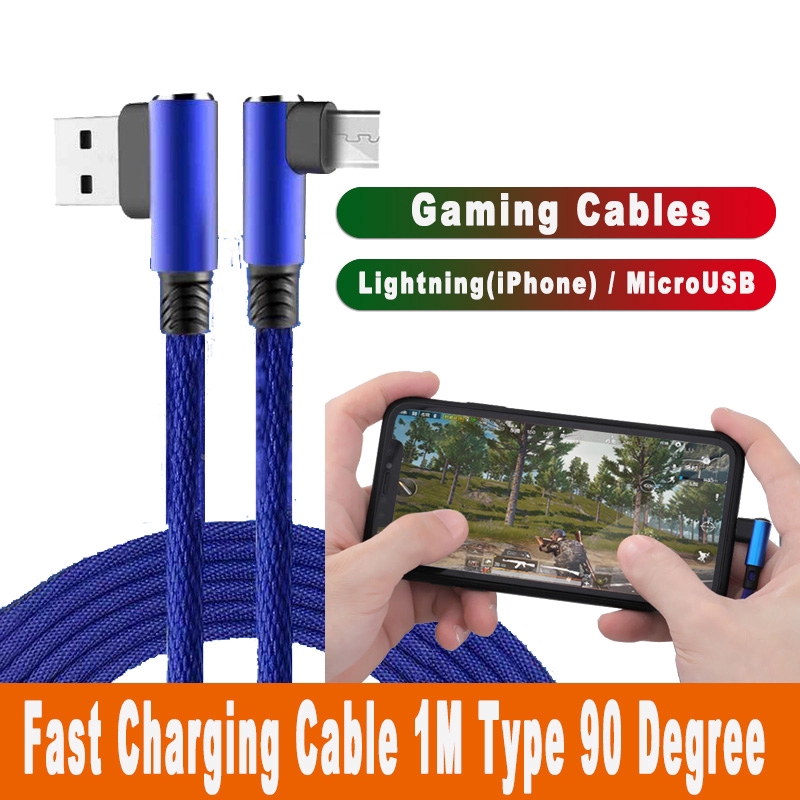 Cáp sạc nhanh KCO cổng Lightning (iPhone) / Micro USB góc 90 độ tiện dụng chơi game dài 1M