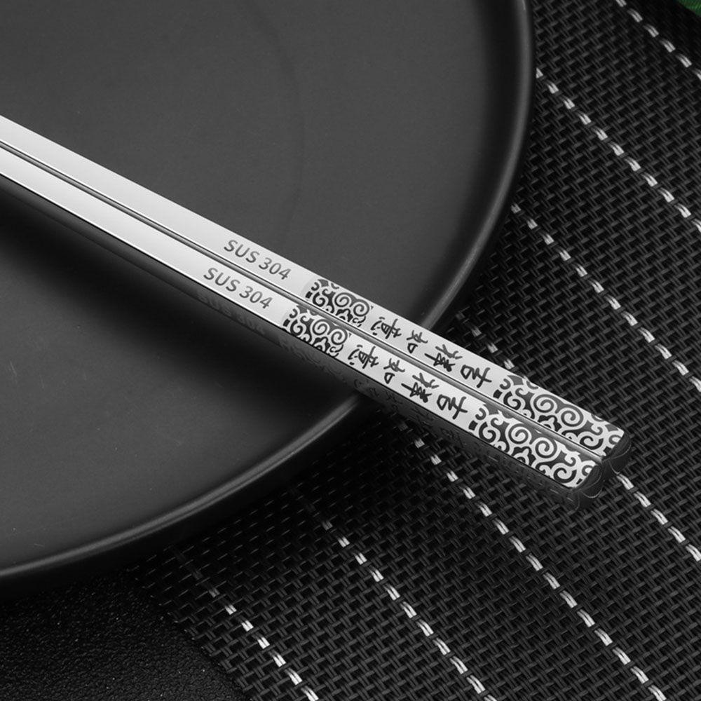 YIYU 1 Đôi Đũa Kim Loại Chống Trượt Màu Bạc