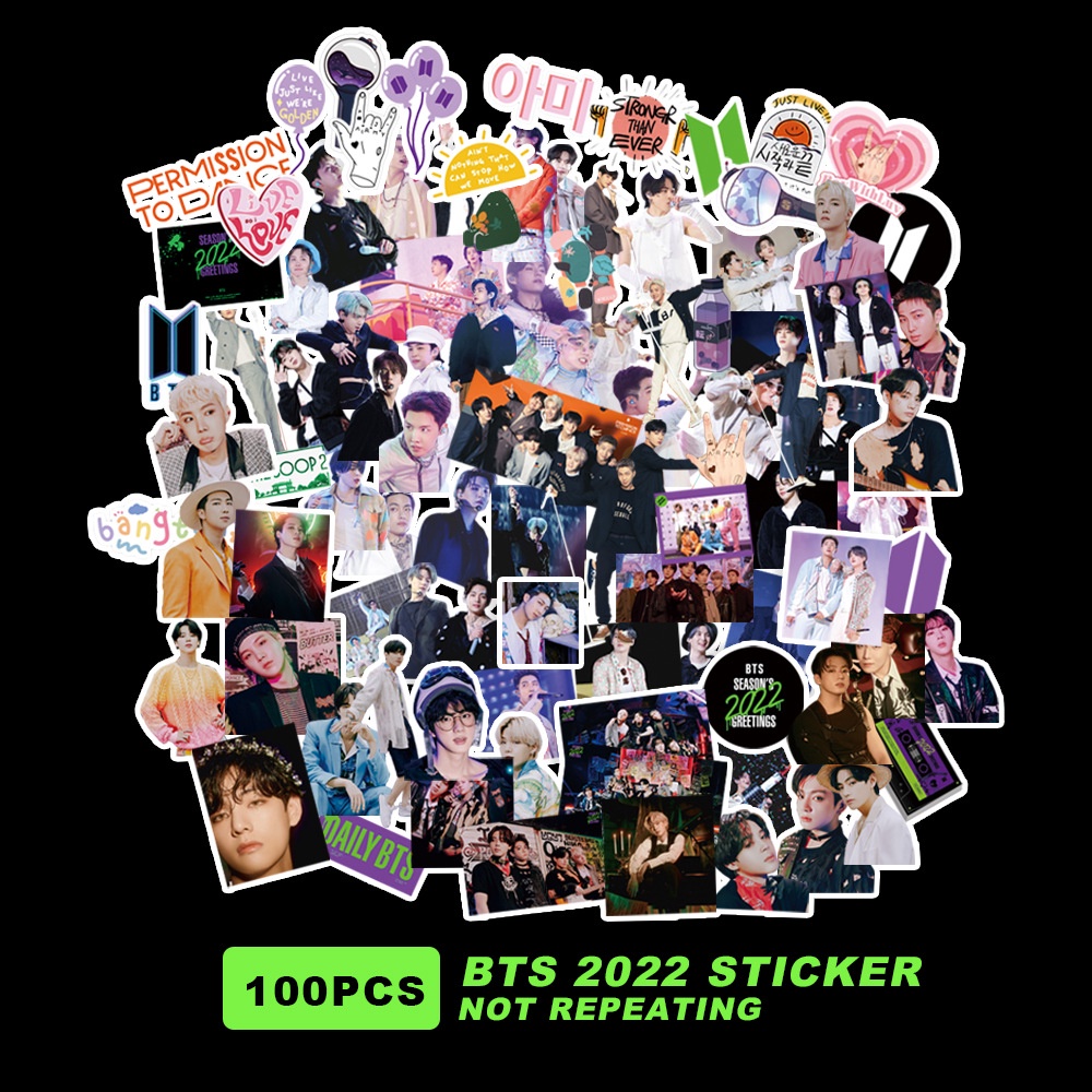 Set 100 miếng dán trang trí hình thành viên nhóm nhạc BTS 2022