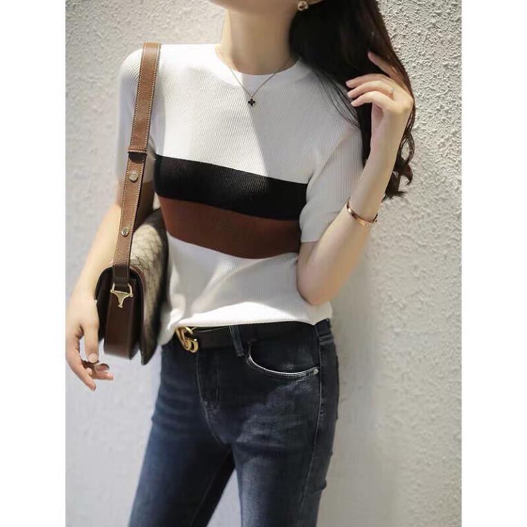 ÁO LEN MONGTOGHI CỘC TAY NỮ PHA KẺ SANG LẮM | BigBuy360 - bigbuy360.vn