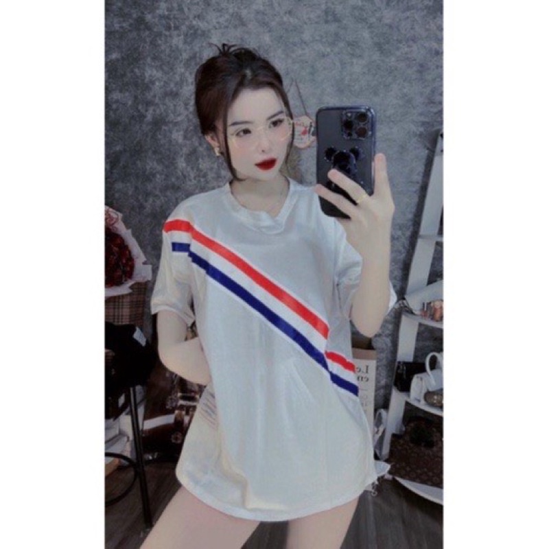 Áo Thun Thom Sọc Chéo Ulzzang 2 Màu Basic Đen Trắng Unisex Nam Nữ - Áo Phông Thom Tay Lỡ Cổ Tròn