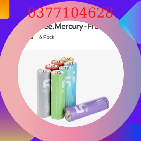 (Sales) Pin AA/AAA, vỉ 8 viên Miniso (Đầy màu sắc) - Hàng chính hãng